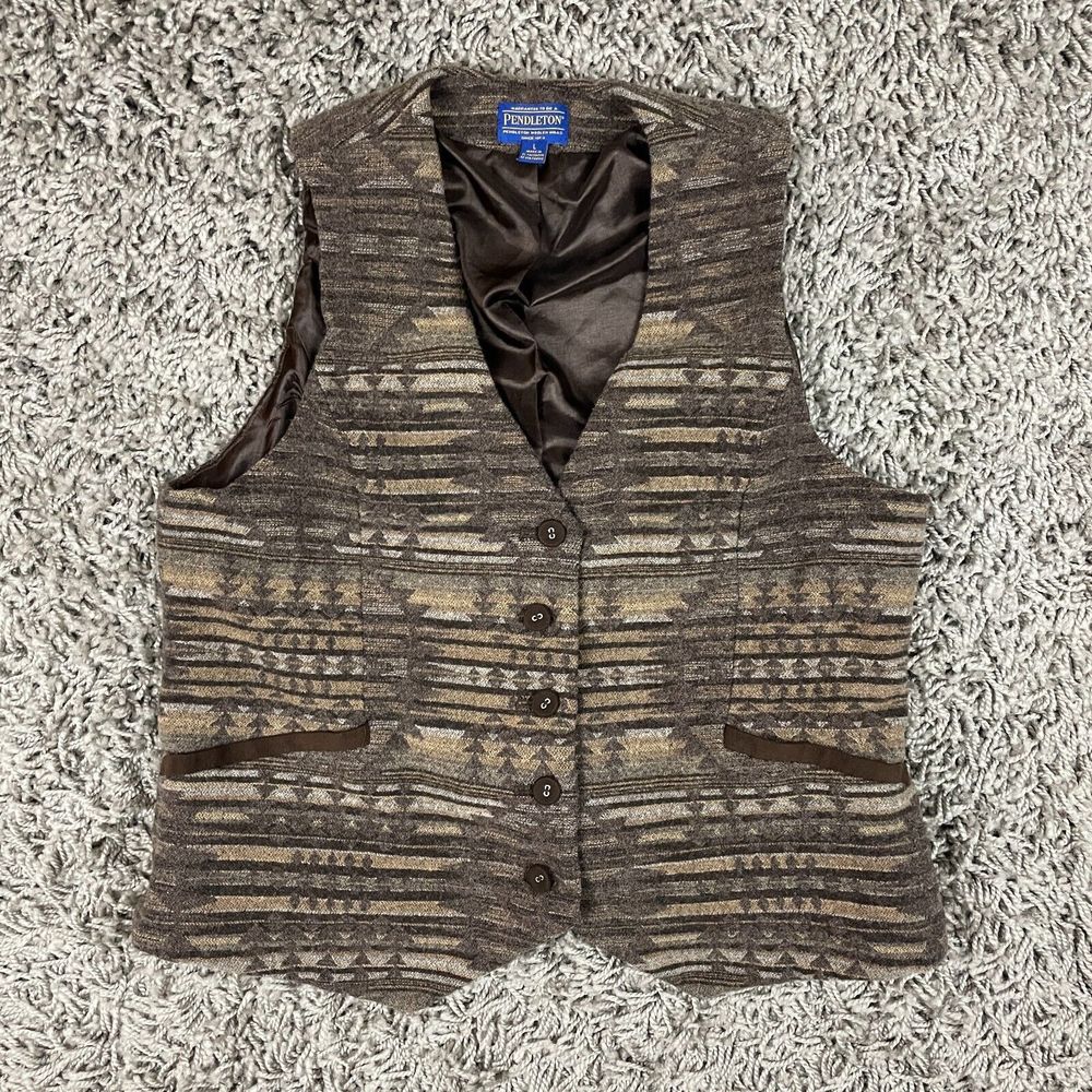 Pendleton Vest Adult Large Western Wear Cowboy Tribal Aztec Lined Mens Button Up